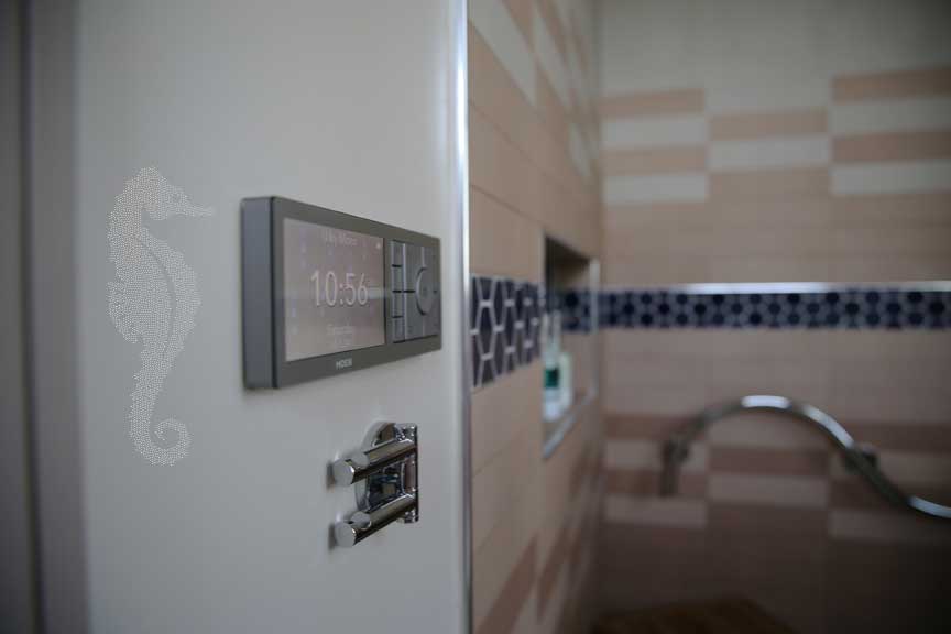 Smart home bath equipment makes shower more accessible.